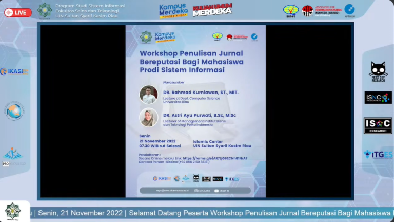 Workshop Penulisan Jurnal Bereputasi Bagi Mahasiswa Prodi Sistem Informasi